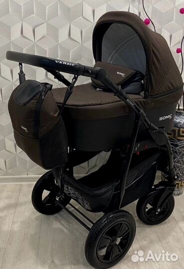 Коляска 3в1 Verdi Sonic Plus- (Джинс+кожа)как ново