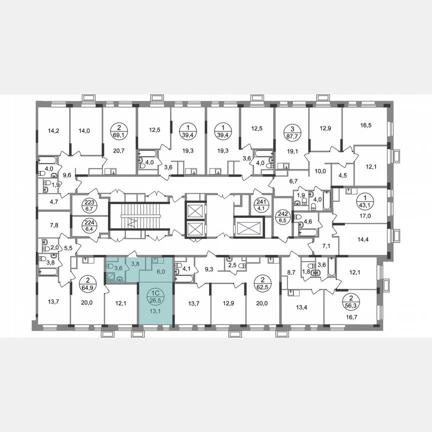 Квартира-студия, 26,5 м², 14/19 эт.