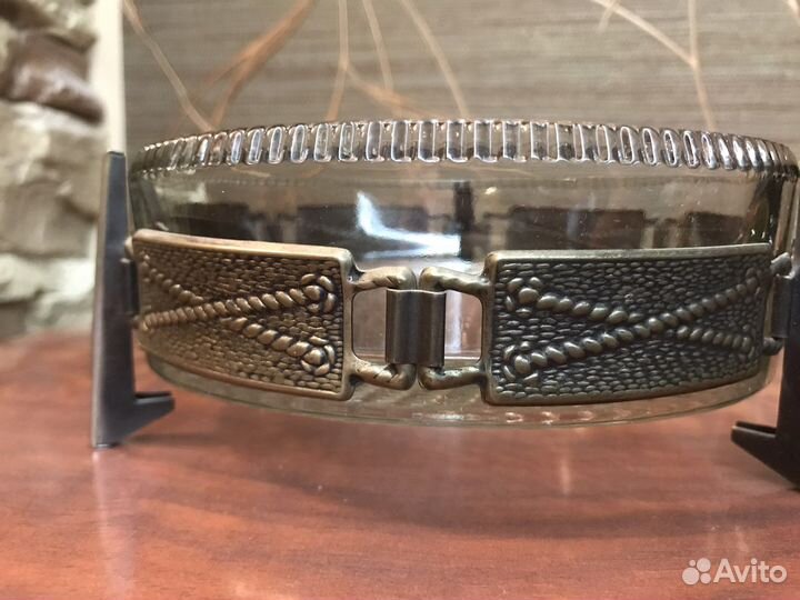 Вазoчка-кoнфеТница стекло металл СССР