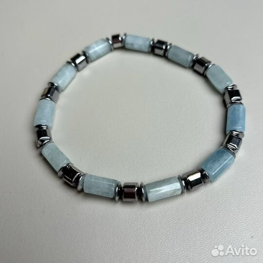 Браслет мужской из аквамарина