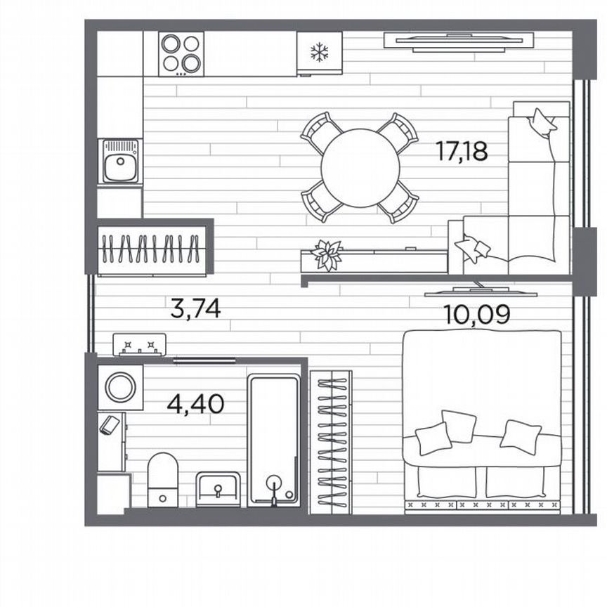 1-к. квартира, 35,4 м², 1/5 эт.