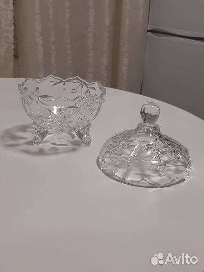 Хрустальная конфетница с крышкой. СССР