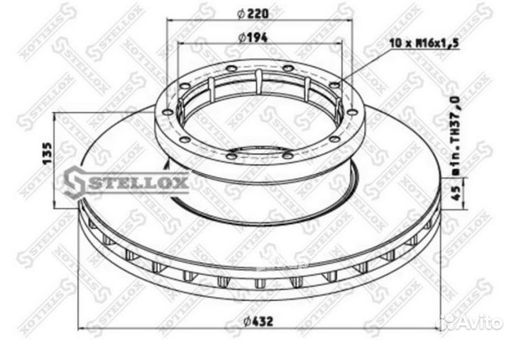 Stellox 8500753SX Диск тормозной 432/194x45/135 10