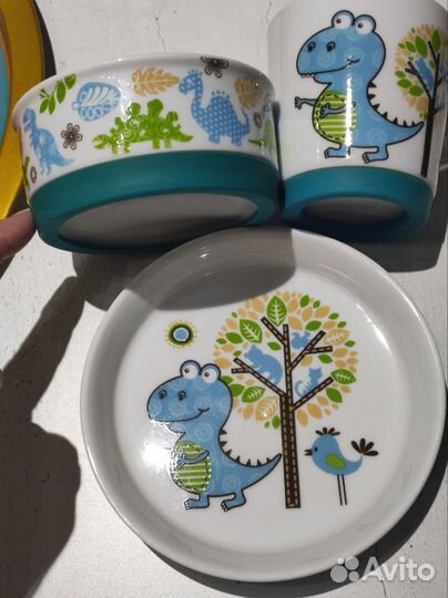 Комплект детской посуды Динозаврики от 1 года