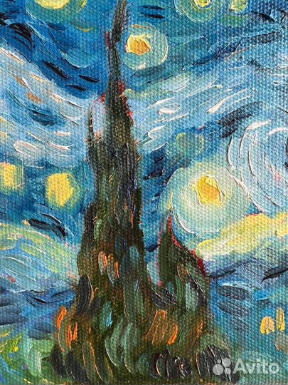 Картина маслом пейзаж ван гог звездная ночь