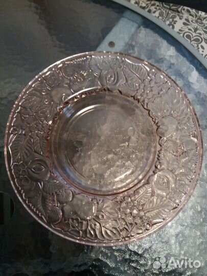 Графин блюдо фруктовница СССР розовое стекло