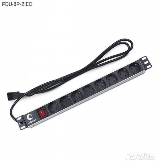 PDU-8P-2IEC, Блок розеток Cabeus PDU, 1U