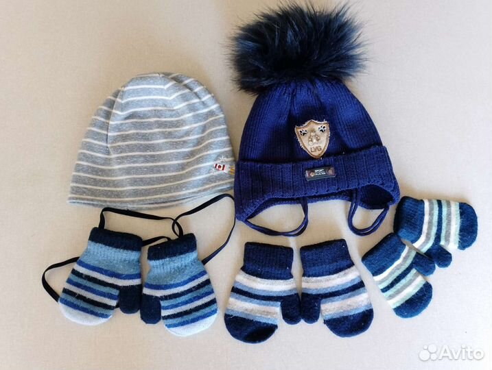 Шапка и варежки зима, осень 6 мес-1,5 г