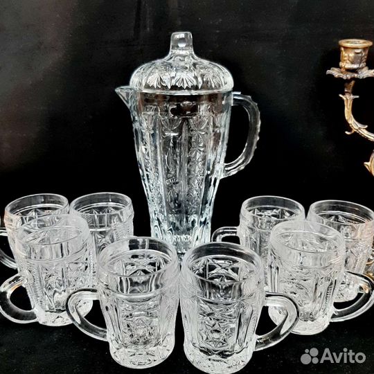 Старинный набор для вина,напитков хрусталь СССР