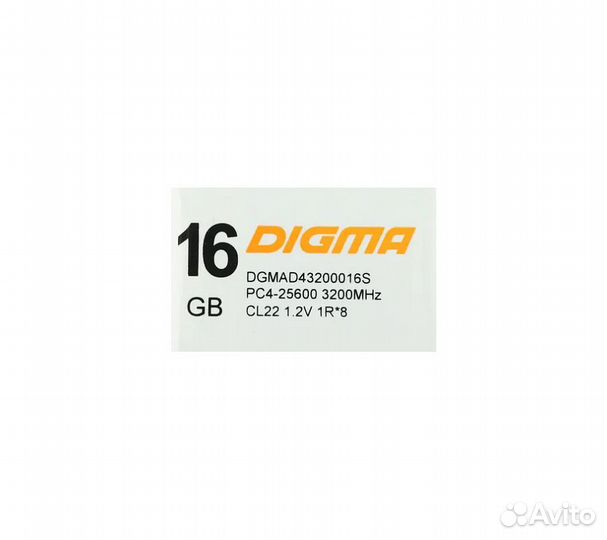 Память оперативная DDR4 16Gb Digma 3200MHz (dgmad4