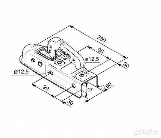 Замковое устройство на прицеп 60 мм 750 кг