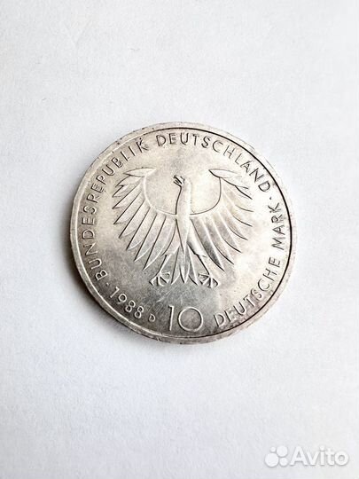 Монета 10 марок Германия Шопенгауэр 1980 серебро