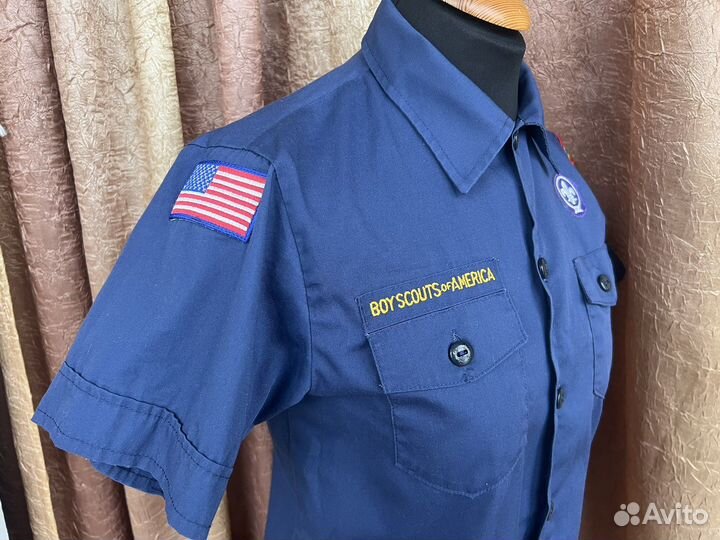Рубашка бойскаута Америки синяя с нашивками
