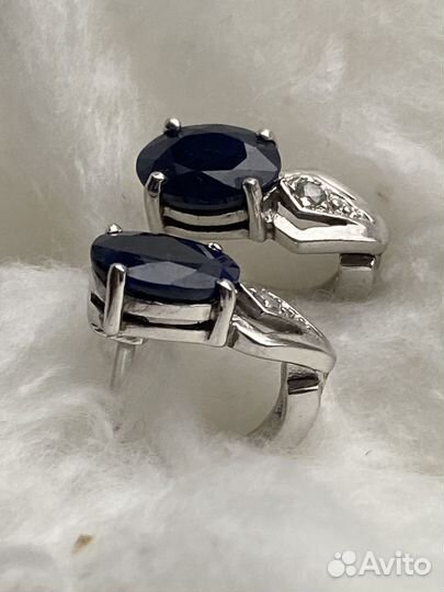 Серьги серебро с природными сапфирами