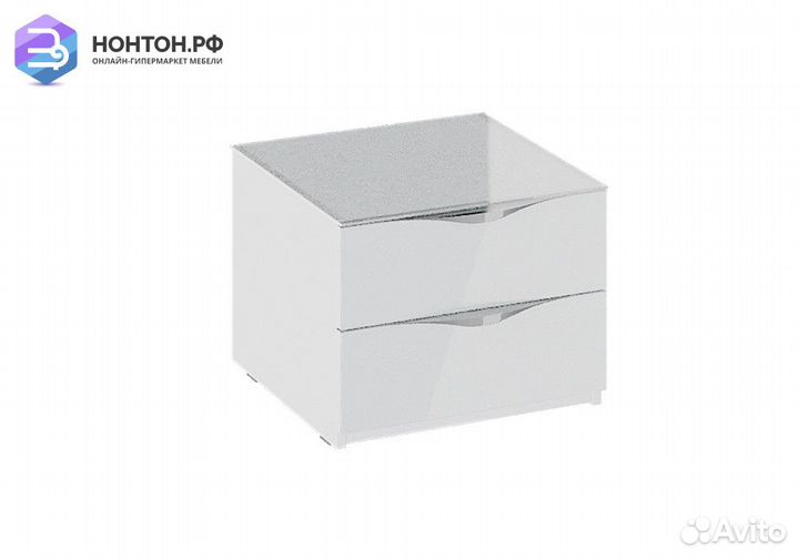 Тумба прикроватная Глосс с 2 ящиками белый глянец