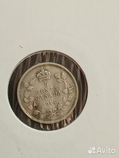 Канада 5 центов 1914 Монета Серебро