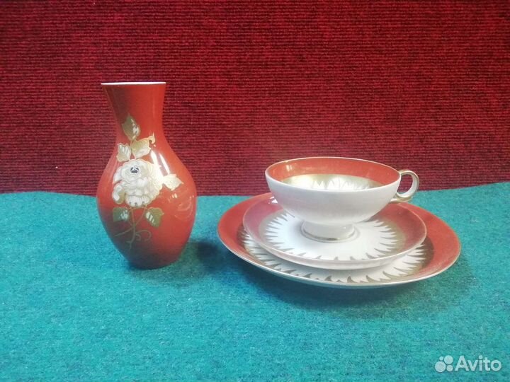 Чайная тройка, вазочка Goldrelief GDR