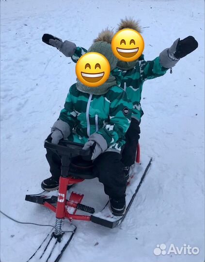 Детский снегокат для двоих
