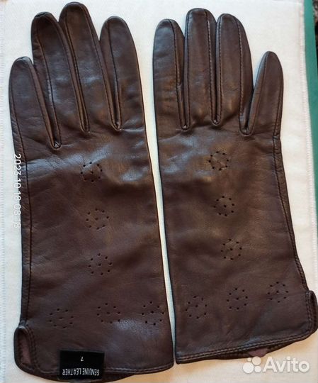Перчатки женские кожаные новые 7.5