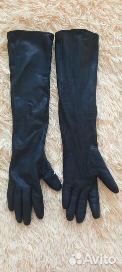 Перчатки длинные нат.кожа