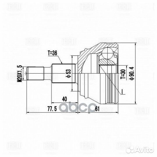 ШРУС наружый GO 1820 Trialli