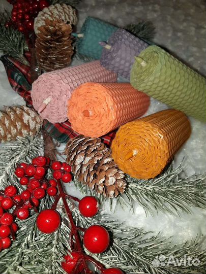 Набор свечей из натуральной медовой вощины