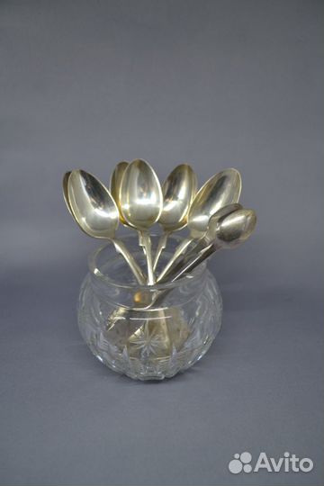 Антикварные чайные ложки с щипчиками. 1880-е гг