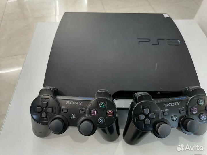 PlayStation 3 slim 320 Gb+2 джоя +91 игра