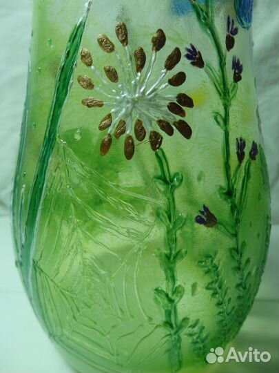 Ваза витражная роспись