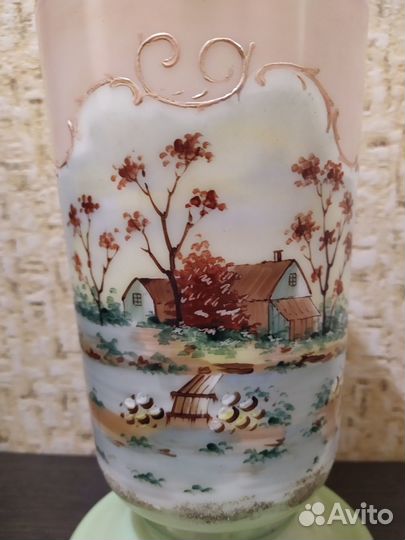 Старинное основание от керосиновой лампы стекло