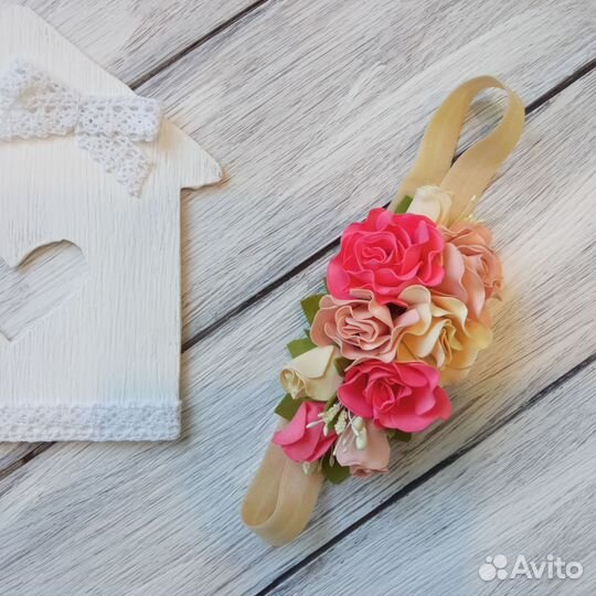 Бантики ободок повязка с цветами