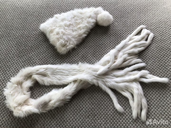 Шарф и шапка - кроличий мех