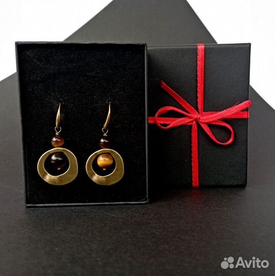 Серьги Тигровый глаз Этника Античная бронза