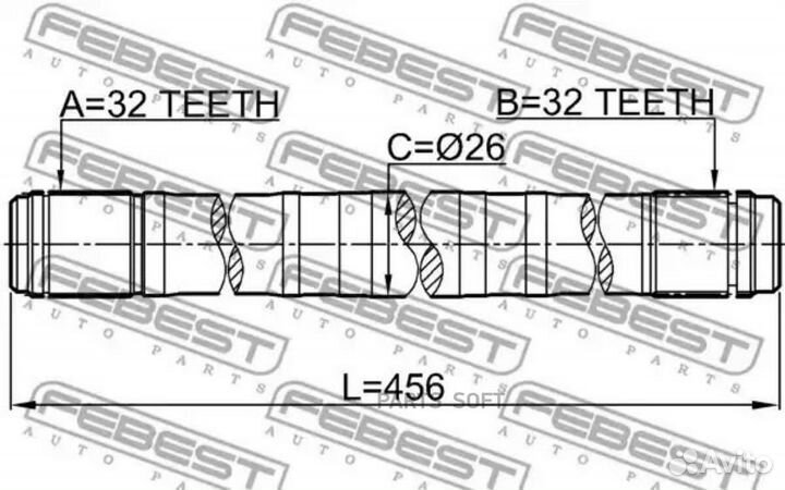 Febest 0312RD1LH полуось левая 32X456X32 honda CR