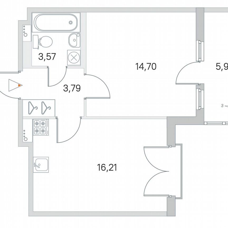 1-к. квартира, 40 м², 3/4 эт.