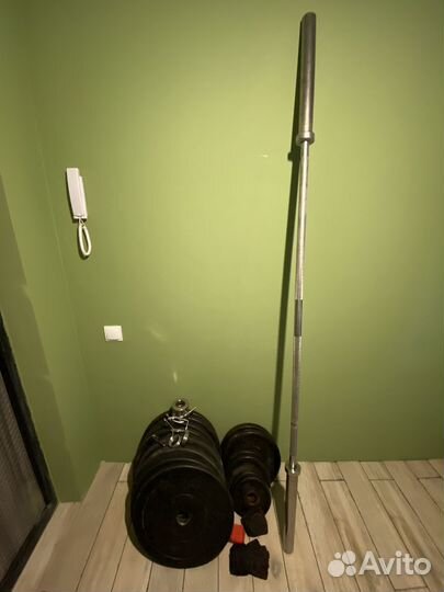 Гриф олимпийский 20 кг, диск бампер/кауч,вес 135кг