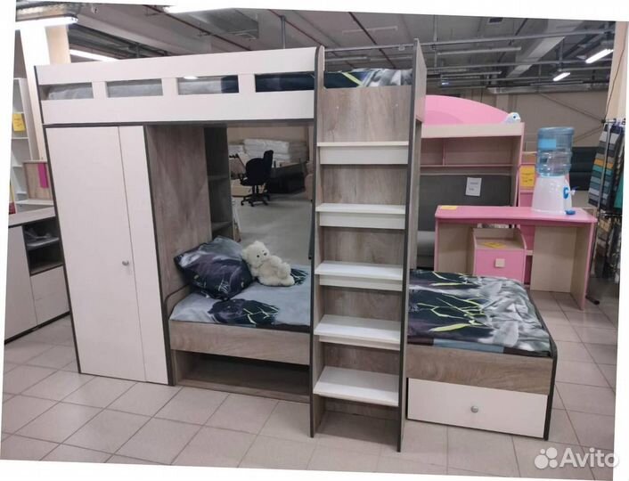 Кровать 2х ярусная со шкафом