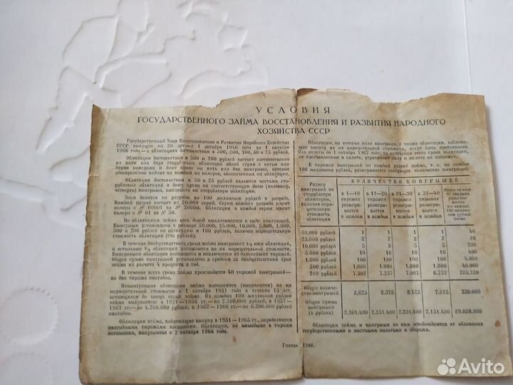 Старинная Облигация.Гос.Займ.1946 год.СССР
