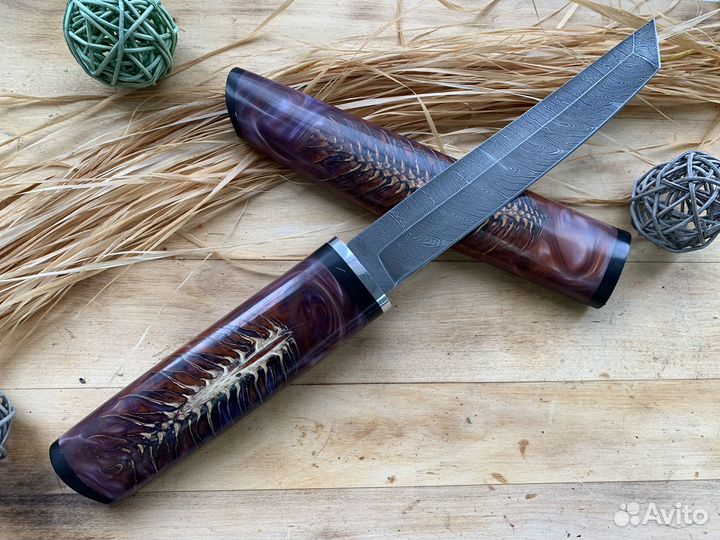 Японский нож Танто клинок дамасская сталь