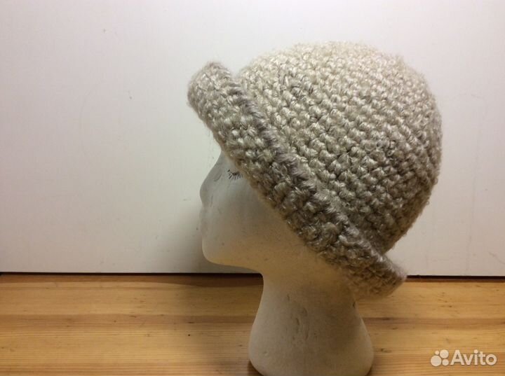 Тёплая вязаная шапка-шляпка на осень, 56-58, ар301