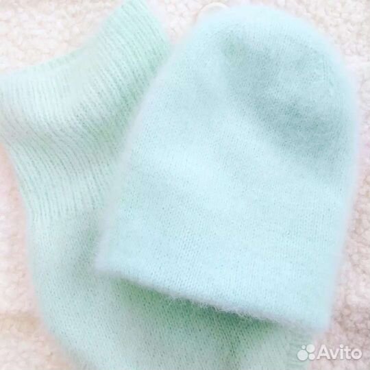 Шапка бини двойная, пух норки