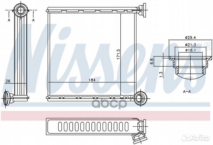 Теплообменник отопление салона 73980 Nissens