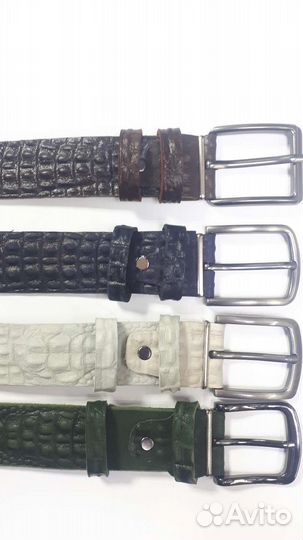Ремень из натуральной кожи тиснение Рептилия