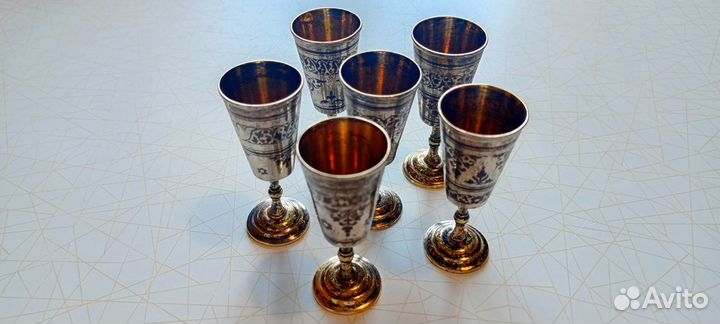 Рюмки Кубачи серебро СССР