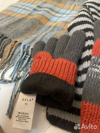 2 детских шарфа и перчатки