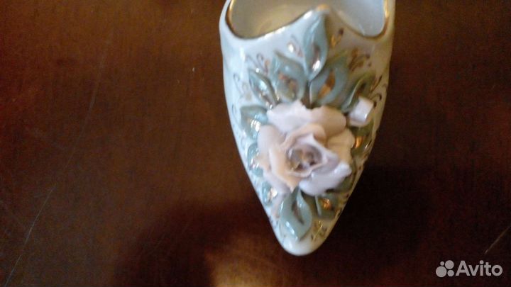 Кисловодский фарфор, статуэтка, туфелька с цветком