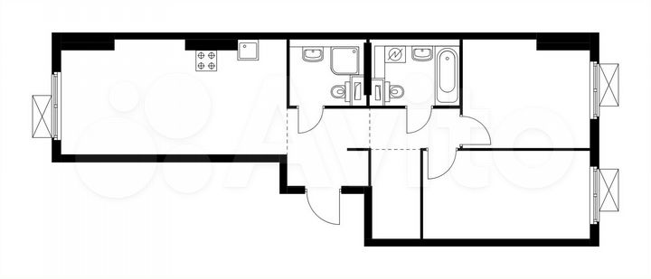 2-к. квартира, 61,4 м², 13/25 эт.