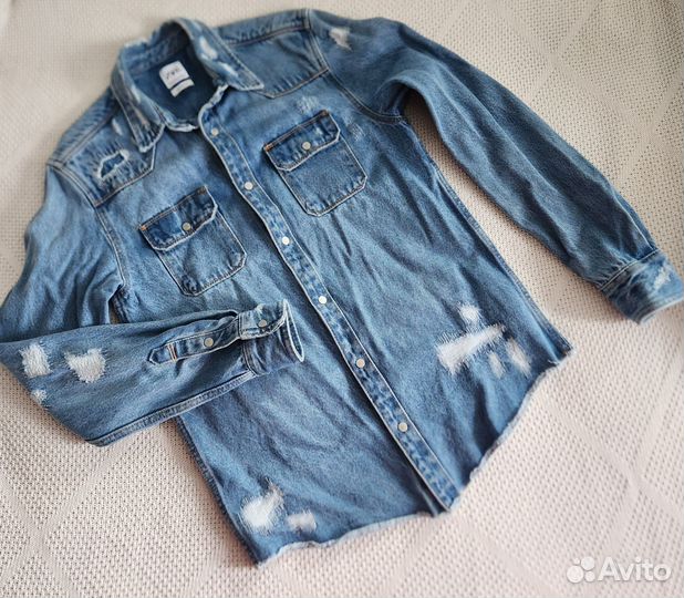 Джинсовка батник рубашка Zara man S