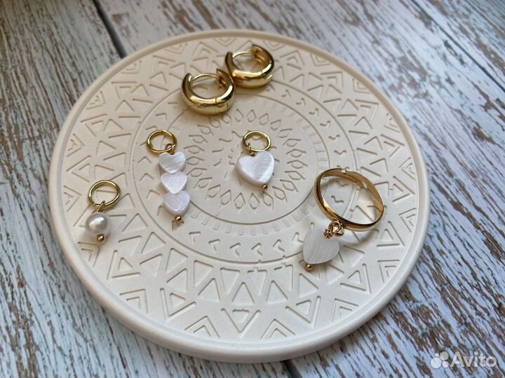 Подвески на серьги конго. Кольцо с сердцем