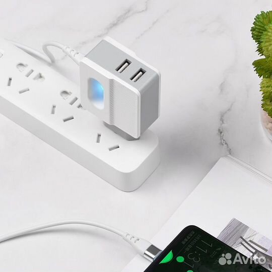 Сзу hoco C75 dual USB port 2.1A Ligthning (White)